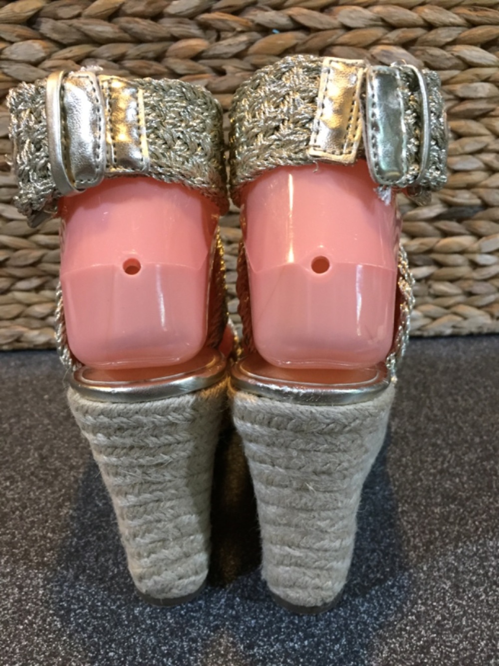 Jessica Simpson Gold Braided Espadrille Wedge Sandals - Picture 7 of 11